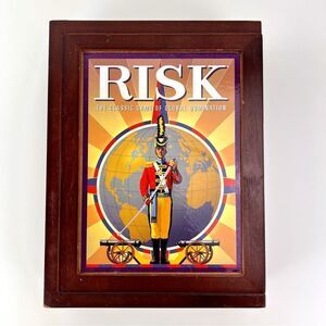 RISK Vintage Game Collection Edition Library Book Shelf Wood Box 2010 CO…